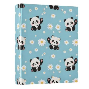 Imagem de 3 fichários de panda margarida floral, fichários redondos de 3 cm com bolsos, fichário decorativo para prancheta, comporta 200 folhas, fichário para casa, escola, escritório, 1 pacote