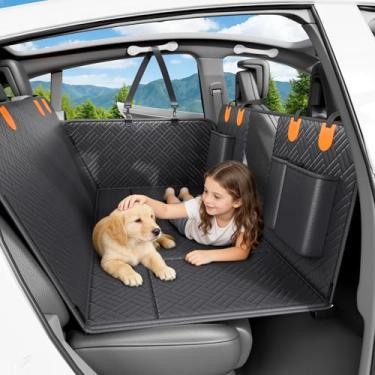 Imagem de Capa de assento de caminhão de cachorro para banco traseiro, rede de cachorro de fundo rígido para carro, extensor de cama para animais de estimação para 2-4 cães grandes com tecido impermeável de