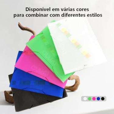 Imagem de Pasta sanfonada A4 com 12 divisórias, design expansível para documentos, organização diária, arquivo portátil para escritório, estudo e uso doméstico (Cor aleatória)