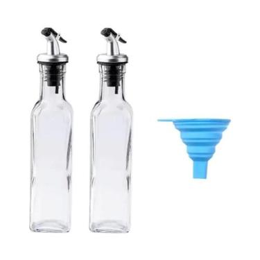 Imagem de Dispensador De Azeite Em Garrafa De Vidro Com Funil De Silicone Para T