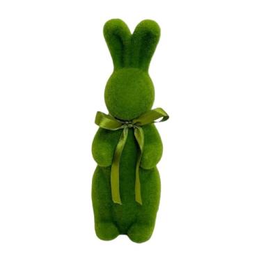 Imagem de Ｂｅｓｇａ Escultura de da Páscoa Flocado, Enfeite Colecionável com Laço para Decoração de Mesa em Festas e Ambientes Internos, Verde