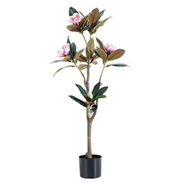 Imagem de SLGGPJBU Plantas falsas planta artificial magnólia árvore artificial planta vaso sala de estar quarto decoração de solo árvore falsa árvore simulação plantas artificiais interior ao ar livre, 160 cm