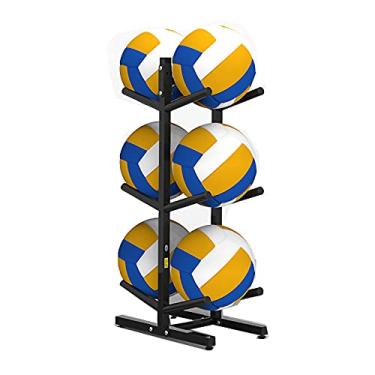 Imagem de ZDJZMGZ Suporte de armazenamento de bola esportiva de 3/5 camadas de basquete, organizador independente de equipamentos esportivos de garagem, suporte de exibição vertical removível interno para Foo