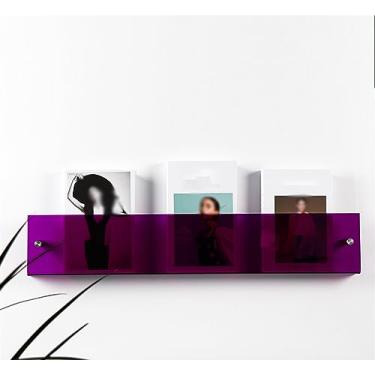 Imagem de Porta-revistas de acrílico transparente, prateleira flutuante colorida para escritório, igreja, sala de espera, quarto de crianças, café, (cor: roxo, tamanho: 60 cm/23,6 pol.)