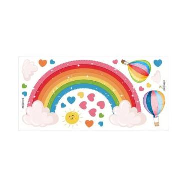 Imagem de Adesivos De Parede De Balão Coração Arco-Íris, Coloridos E Removíveis 