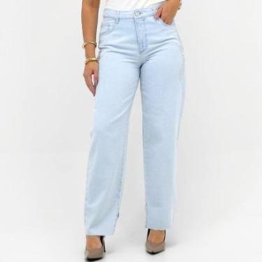 Imagem de Calça Geração Moderna Jeans Reta com Strass Feminina-Feminino
