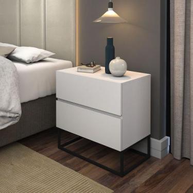 Imagem de Mesa de Cabeceira Eros 45 Estilo Industrial 2 Gavetas Base Preta - LCN
