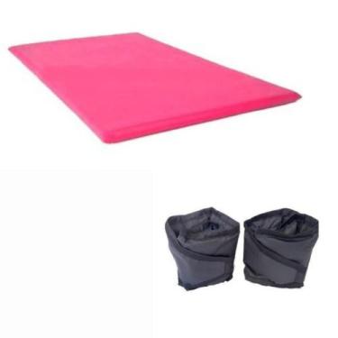 Imagem de Kit  PAR Caneleira 3kg + Colchonete 90x40cm ROSA - NoBrand