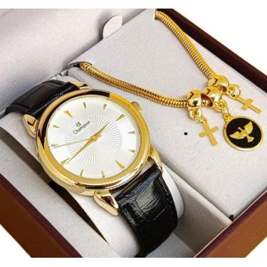 Imagem de Relógio Champion Feminino Pulseira de Couro Dourado Original Novo A Pr