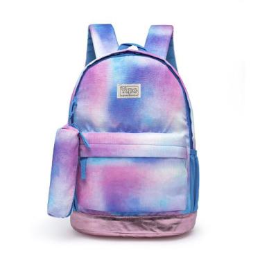 Imagem de Mochila Yupe Juvenil Feminina Tie Dye com Estojo Original Reforçada Es