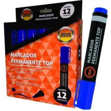 Imagem de 12 Marcador Permanente Top Azul Jocar Office  1Cx 