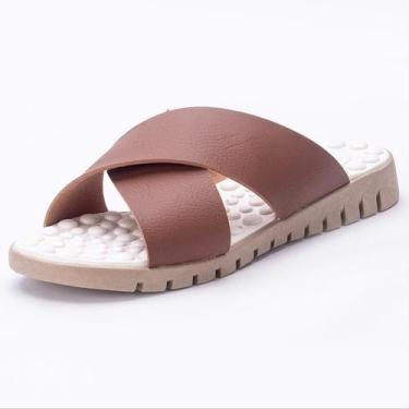 Imagem de Chinelo Feminino Rasteira Anatômico AntStress Massageador Macio Confor