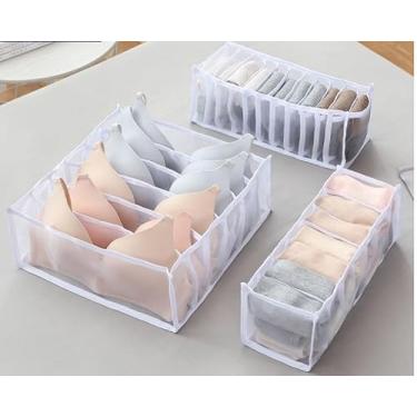 Imagem de Caixa de armazenamento de roupa íntima com 5 compartimentos, organizador dobrável para sutiãs, meias e acessórios, design que economiza espaço