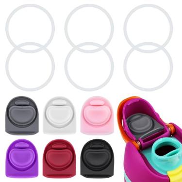 Imagem de ZUGHXMS 6 peças de rolha de substituição e 6 peças de anel de vedação O de garrafa de borracha para Owala FreeSip 680.4 g 947.2 g, tampa superior de silicone, peças de vedação, tampa, tampa