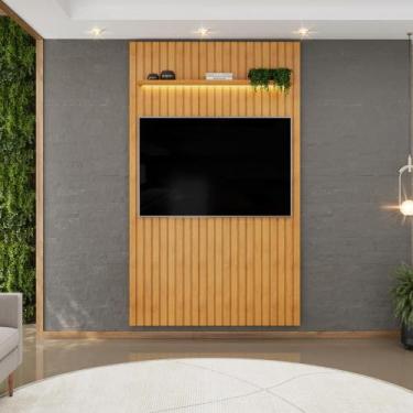 Imagem de Painel para TV até 60 Polegadas Ripado com LED DJ Móveis Trento 143 Ce