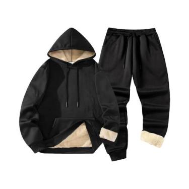 Imagem de Conjunto De Moletom Masculino De Inverno Com Capuz E Calça Jogger, Aco