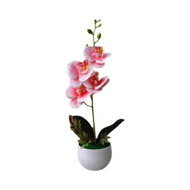 Imagem de Planta De Orquídea Artificial Realista Em Vaso De Plástico Para Decora