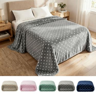 Imagem de Manta Cobertor Casal Corttex Poá 180x220cm Microfibra Antialérgico Super Macio Premium