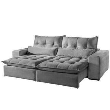 Imagem de Sofá 3 Lugares Máximo Retrátil E Reclinável 2,30 Metros Suede Cinza Claro Cinza Claro