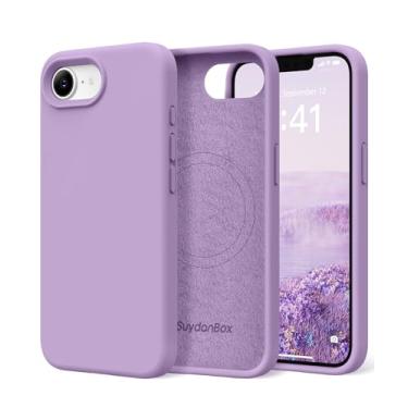 Imagem de SuydanBox Capa magnética para iPhone 16e, compatível com MagSafe, [forro de microfibra macio antiarranhões] Capa protetora de silicone fino à prova de choque para iPhone 16E de 6,1 polegadas, roxo