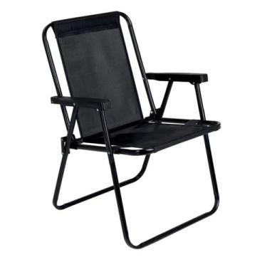 Imagem de Cadeira de Praia Alta Mor Preta Dobrável em Aço