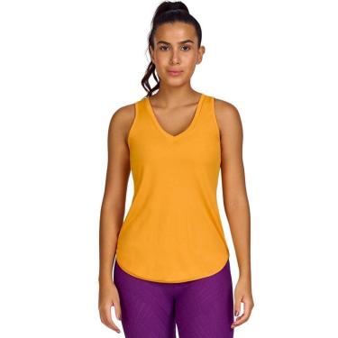 Imagem de Regata Alongada Feminina Alto Giro Gola V - Laranja P Laranja-Feminino