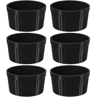 Imagem de Conjunto 6 Ramekins 200ml Canelados Plástico Pretos Uno Coza Pote para