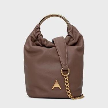 Imagem de Bolsa Pequena Lizzie Bucket Glam em Couro Marrom Carrano-Feminino