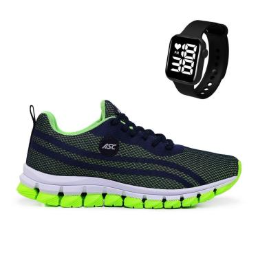 Imagem de Tênis Masculino Leve para Corrida e Caminhada + Relógio Quadrado - Conforto e Performance.-Masculino