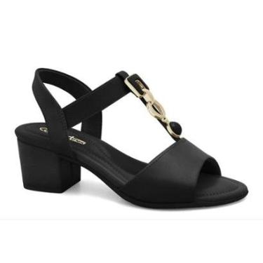 Imagem de Sandália Feminina Comfortflex Confortavel Casual Salto Bloco Médio Pedras Ref: 57302-Feminino