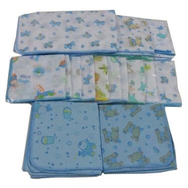 Imagem de Kit Maternidade 27 Peças cueiros e fraldas para menino