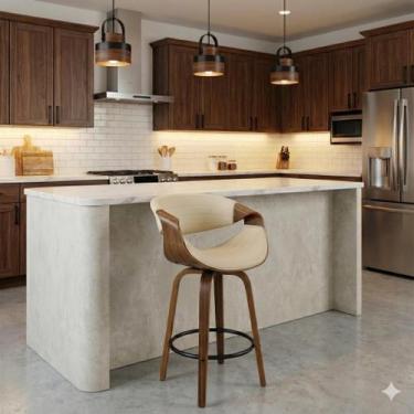 Imagem de Banqueta Nicole Giratória com Assento em Madeira Laminada e Apoio para