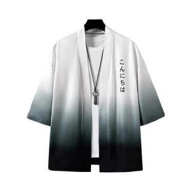 Imagem de Camisa Kimono Masculina De Verão Com Estampa De Manga Curta Harajuku R
