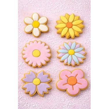 Imagem de kit 6 cortador molde marcador de flores para biscoitos e pasta america