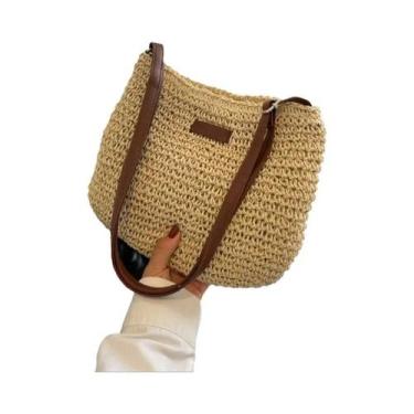 Imagem de Bolsa De Praia De Palha Boêmia Feminina De Alta Capacidade, Feita À Mã