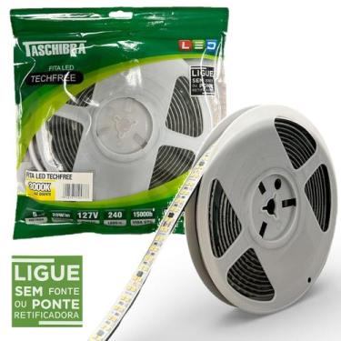 Imagem de Fita Led SMD 5 Metros 20w/m 240 Leds Quente 3000K 127V IP65 - TASCHIBR
