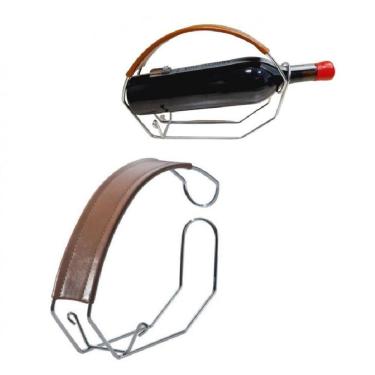 Imagem de Suporte Para Vinho Porta Garrafa Adega Com Acabamento Em Couro Adega Decorativa Casa Bar Bebidas