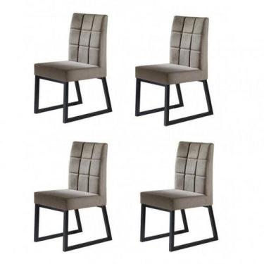 Imagem de Kit 4 Cadeiras Estofadas Pés Metálicos Genova Yescasa - Empório Tiffan