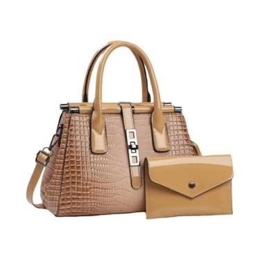 Imagem de Bolsa De Ombro De Couro Com Padrão De Crocodilo De Grande Capacidade P