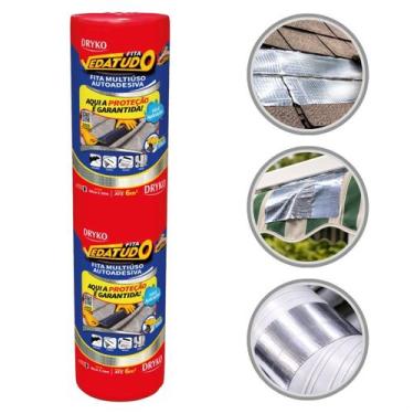 Imagem de Manta Asfaltica Aluminizada Dryko Vedatudo Fita Multiuso Adesiva Telha