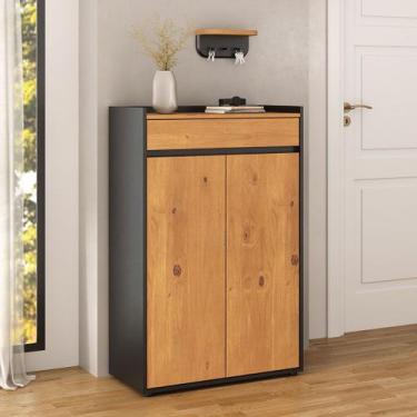 Imagem de Sapateira Alta Organizador de Sapatos 2 Portas 4 Prateleiras Madeira P