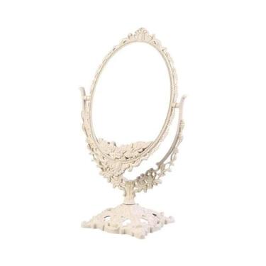 Imagem de Espelho De Maquiagem Retro Rotativo Para Meninas, Estilo De Mesa Para 