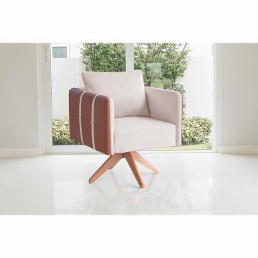 Imagem de Poltrona Giratória Safira Couro Sintético Creme De Casa Decor Estofados