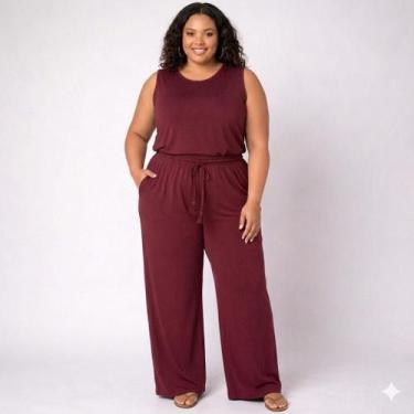 Imagem de Calça Feminina Plus Blessed Conforto E Estilo 6101 -, Vermelho, Vinho,