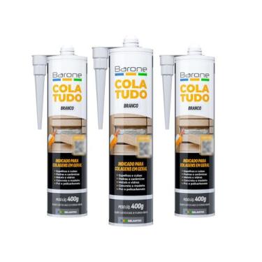 Imagem de Kit 3 Pu 40 Branco Cola Tudo Uso Geral Barone 400g