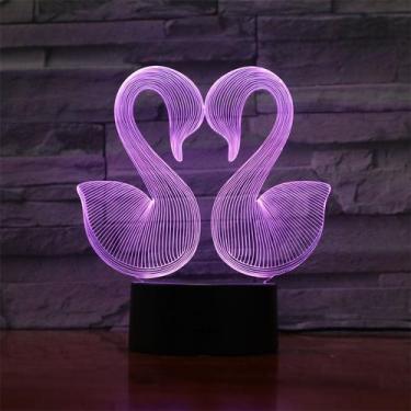 Imagem de Luz noturna LED 3D Swans que muda de cor para crianças com base - Yiwe