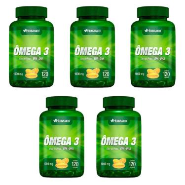 Imagem de Kit 5x Ômega 3 EPA 540mg DHA 360mg 5x120 cáps Herbamed-Unissex