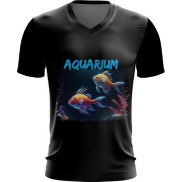 Imagem de Camiseta Gola V Peixes no Aquário Translúcido Fish 1 - Kasubeck Store®