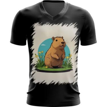 Imagem de Camiseta Gola V Capivara do Bem Animalzinho 11 - Kasubeck Store®, INF 