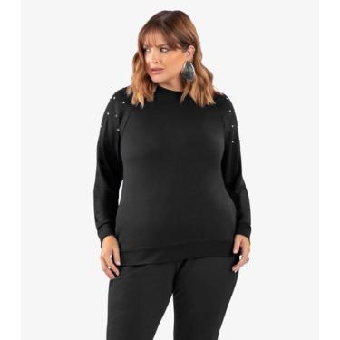 Imagem de Blusão Feminino Molecotton Plus Size Secret Glam Preto, Plus G2, Preto